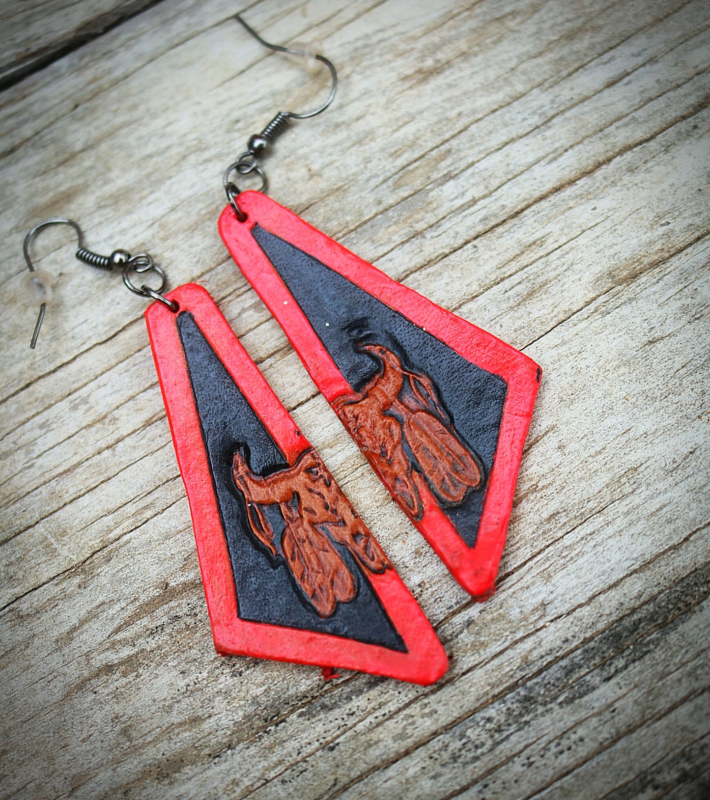 Pink and Black Steer Head Earrings